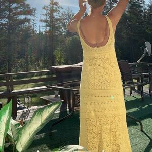 Buttercup yellow croquet dress from Zara - see through top with bottom lined.